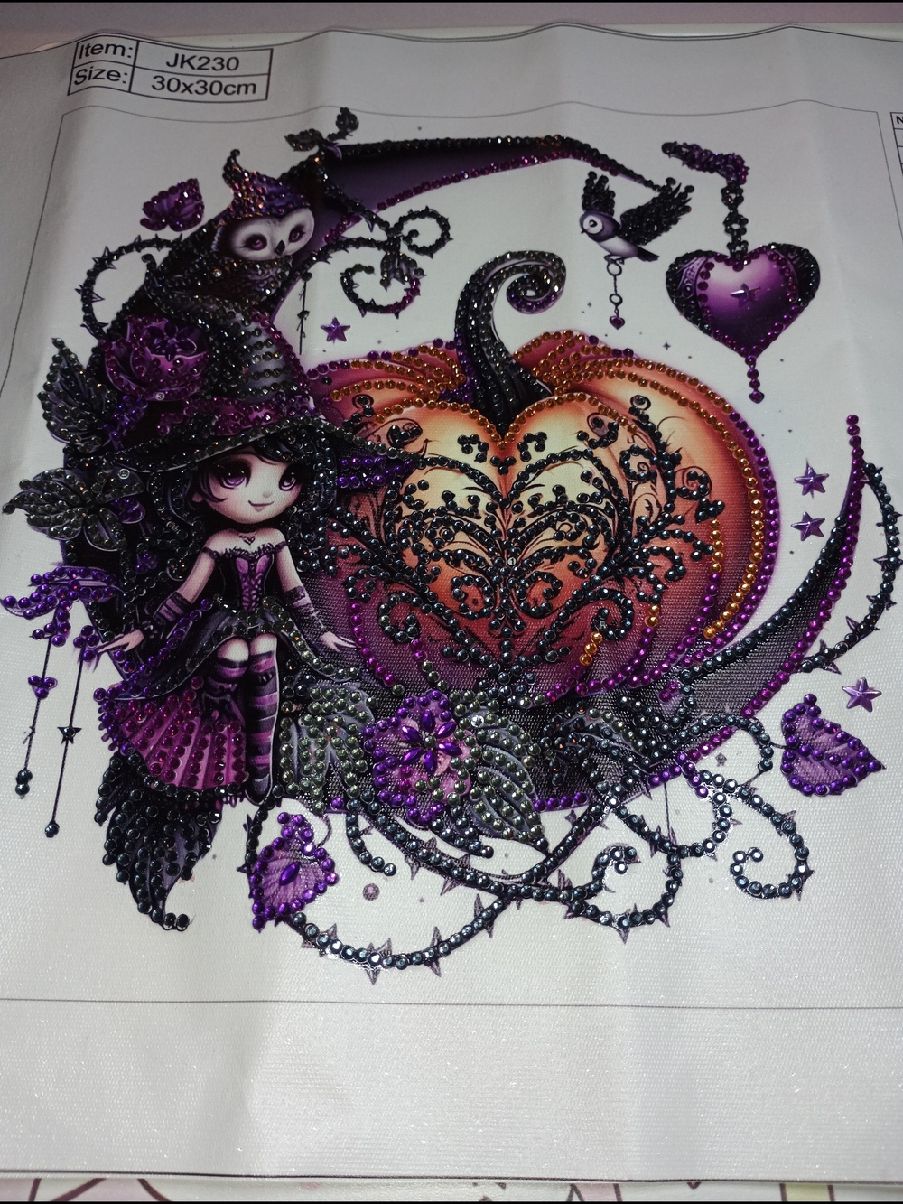Handmade Completed Gothic Witch Fairy Pumpkin Crystal Diamond Art Painting 30x30